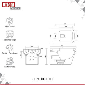 สุขภัณฑ์ติดผนังเซรามิกคุณภาพดีที่สุด ขายดีที่สุด สำหรับใช้ในบ้านและโรงแรม  ขายแล้ววันนี้ - Product Image 3