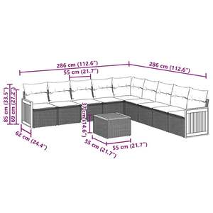 Ensemble de canapés de jardin noir et crème avec rotin PE résistant aux UV, mobilier d'extérieur au design contemporain, coussins imperméables - Product Image 5
