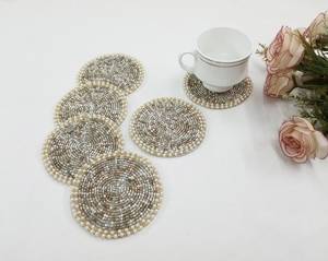 Multicolor Seed Beads Coaster Pure Handmade Seed Beads Coaster Tea Coffee Wine ETC Beaded Coaster Unique Designs - Product Image 1