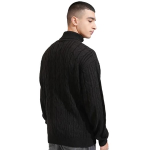 Pull à col roulé épais noir pour homme 2026, manches longues, couleur unie, coupe classique, idéal pour l'hiver - Product Image 5