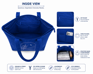 300GSM Solid Blue Canvas <b>Tote</b> Bag Large Capacity Eco Friendly Reusable Shopping Bag Custom Logo <b>Zip</b> Closure Heavy Duty Wholesale - Product Image 4