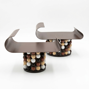 Juego de soportes para pasteles de lujo chapados en oro con acentos de ramas de hoja de ginkgo, platos con pedestal para exhibiciones y decoración elegantes en bodas y festividades. - Product Image 6