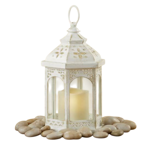 Lanterne à bougie en fer de style vintage, finition dorée avec verre latéral multicolore pour la décoration de la maison, salon, lanternes - Product Image 3