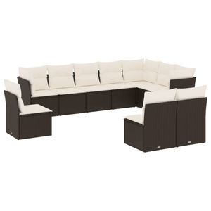 Set Divano da Giardino in Polyrattan Nero con Piedini Regolabili Grandi - Product Image 2