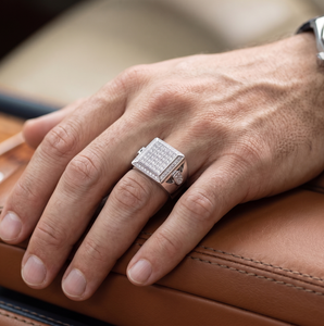 Luxury <b>Men</b>’s Lab Grown Diamond <b>Ring</b> | Square Cluster Gents <b>Ring</b> | Iced Out Statement <b>Ring</b> <b>for</b> <b>Men</b> - Product Image 4