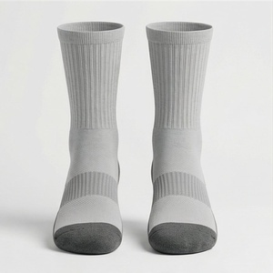 Crew <b>Socks</b> Solid Gray Breathable Polyester Cotton Spandex <b>Running</b> Athletic <b>Socks</b> for Adults Spring Season - Product Image 3