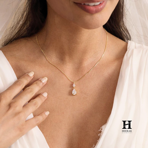 Pendentif élégant en diamant de laboratoire taille poire, collier minimaliste en or 14 carats pour femme - Product Image 2