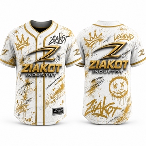 ZIAKOT Men's <b>Baseball</b> Jersey Full Print Purple Gold Sublimated Short Sleeve Regular Fit Breathable Sport Apparel - Product Image 3