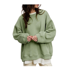 Sweat-shirt d'hiver en polaire chaude 100 % polyester ECHO EDGE Apparel, coupe décontractée contemporaine, haut oversize à épaules tombantes pour femme - Product Image 5