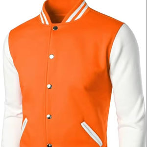 Chaqueta Varsity para Hombre con Logotipo Personalizado, Parche de Chenilla de Béisbol Bordado, Chaqueta Bomber con Mangas de Cuero - Product Image 1