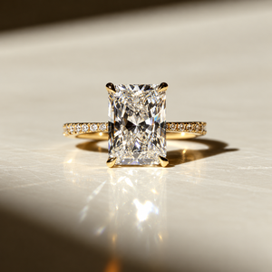 แหวนเพชรทรงรัศมีเพาะเลี้ยงในห้องปฏิบัติการ ทอง 14K ประดับเพชรเม็ดเดี่ยวแบบคลาสสิก สำหรับของขวัญวันครบรอบและวันแต่งงาน - Product Image 1