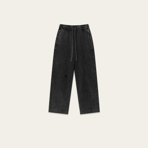 Pantalon de survêtement décontracté pour homme, vert délavé, taille élastique avec cordon de serrage, à trous, style streetwear - Product Image 3