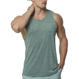 Camisetas sin mangas personalizadas OEM para correr, chaleco ajustado para hombre, camiseta deportiva acanalada para gimnasio y fitness. - Product Image 3