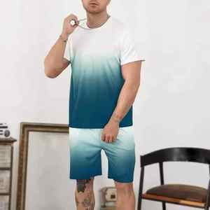 GENERSA SPORTS <b>Men's</b> Black Solid Crew Neck Short Sleeve Shirt Elastic Waist Shorts Set Lightweight Breathable Non-Stretch - Product Image 3
