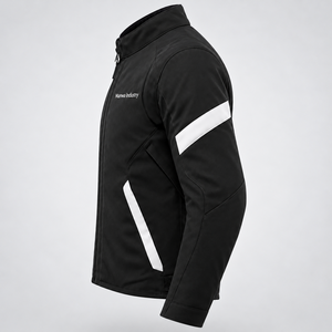 Manwa Industry <b>Men</b> Black Motorcycle <b>Jacket</b> Stand Collar <b>Reflective</b> Stripes Full Sleeve Wholesale Rate OEM Cheap price Custom - Product Image 2