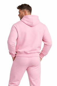 Conjunto Deportivo de Sudadera con Capucha Rosa para Hombre, Conjunto de Gimnasio y Fitness, Sudadera con Capucha de Felpa de Algodón y Pantalones Deportivos - Product Image 4