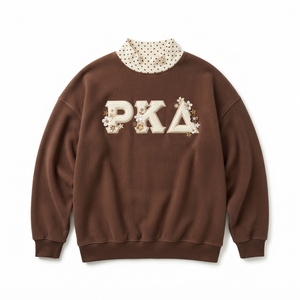 Sweat-shirt à col roulé surdimensionné pour femme, couleur crème, avec lettres brodées, coupe classique, pour l'automne - Product Image 6