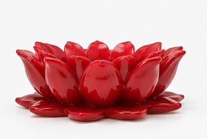 Sulfax Trading <b>Red</b> Ceramic Handmade Flower Shape Candlestick Holder Custom Logo Option UV Printing Home Decoration Valentine's - Product Image 2