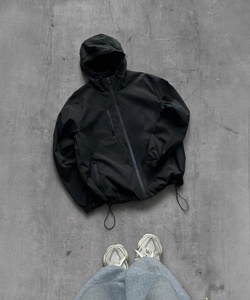 Veste coupe-vent en nylon personnalisée pour homme, anorak à demi-zip avec poche à rabat avant et cordon de serrage - Product Image 1