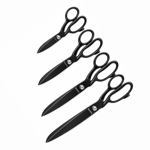 Ciseaux de tailleur multi-usages noirs en acier inoxydable à bord lisse, poignée de qualité DIY, non pliables, pour tissu/couture, outil de coupe - Product Image 2
