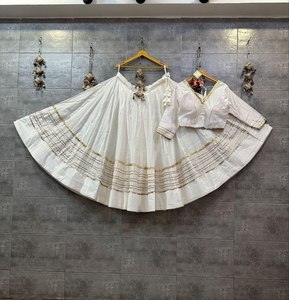 Yellow Cotton <b>Lehenga</b> Choli Set Traditional Indian Outfit Ruffle Blouse Pleated <b>Skirt</b> Floor-Length Quick Dry for Wedding Party - Product Image 3