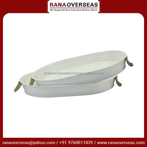 Plateau de service en acier de forme ovale avec poignée Roap durable et élégant, parfait pour toute occasion dans plusieurs styles et tailles - Product Image 3