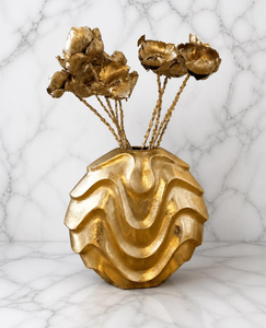 Handcrafted Irregular Brass Metallic <b>Vase</b> Abstract Textured Desktop Flower Arrangement Container <b>Unique</b> Luxury Gift Home Decor - Product Image 1