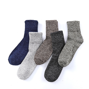 Unisex Thick Knitted 100 Percent <b>Wool</b> Crew <b>Socks</b> Thermal Cozy Winter Mid Calf Seamless Business Custom Logo Daily Use - Product Image 1