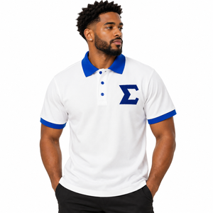 Phi Beta Sigma Men's White <b>Polo</b> <b>Shirt</b> <b>Royal</b> <b>Blue</b> Collar Short Sleeve Sigma Letter Embroidery Fraternity Casual Sportswear <b>Polo</b> - Product Image 1
