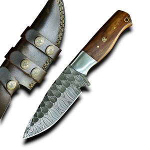 มีดล่าสัตว์แบบใบมีดคงที่ทำจากเหล็กดามัสกัสแบบตีลาย  ขายส่ง  รับผลิตตามแบบ OEM/ODM  รองรับการผลิตจากเหล็กคาร์บอนสูงอเนกประสงค์ - Product Image 1