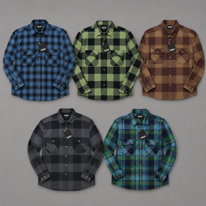 Chemise en flanelle à carreaux pour hommes, 100 % coton, manches longues, décontractée, boutonnée, style bûcheron, vente en gros, OEM ODM au Bangladesh - Product Image 1