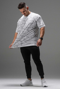 Camiseta de Manga Corta con Estampado de Camuflaje para Hombre, Corte Holgado, Cuello Redondo, Transpirable, de Algodón y Elastano - Product Image 6