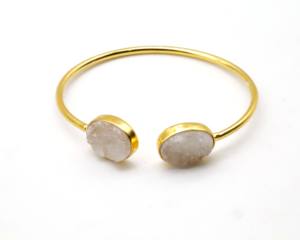 Bracelets ajustables en pierre Druzy naturelle avec argent allemand |   Bracelet manchette artisanal en pierre gemme Druzy |   Bijoux de mode pour femmes - Product Image 1