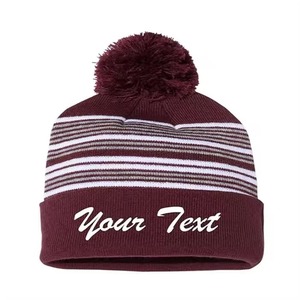 Trendy High Quality Acrylic Warm Winter Cold <b>Hats</b> <b>Caps</b> Knitted Adult Kids Beanie Custom Embroidery Logo With Pom Pom - Product Image 3