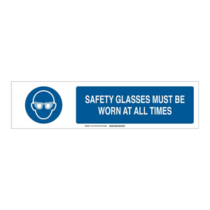 Señal de Seguridad de PVC Brady Slider: Se Requieren Gafas de Seguridad para el Uso en el Lugar de Trabajo - Product Image 1