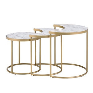 Decorative Metal Nesting <b>Table</b> With <b>Marble</b> Top Modern Accent Furniture <b>Set</b> For Luxury Home Interior Styling - Product Image 1