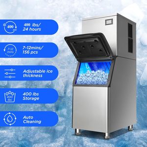 Commercial <b>Ice</b> Maker <b>Machine</b> 400Lbs/24H with 400LBS Large Storage Bin <b>Ice</b> Ready in Air Cooled Clear <b>Cube</b> <b>Ice</b> for Bar Business - Product Image 2