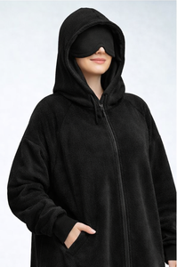 Abaya personnalisée pour femmes avec capuche en polaire et masque de sommeil intégré |   Fabricant OEM de vêtements modestes pour les commandes en gros - Product Image 4