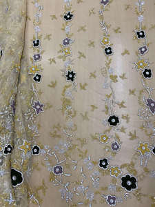 Tela de Tul con Bordado de Cuentas, Lentejuelas Doradas Champán Brillantes para Vestido de Noche, Material Elegante para Vestido de Gala - Product Image 3