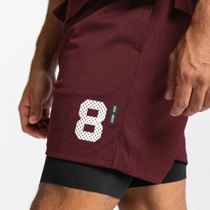 2023 <b>Men's</b> Sports <b>Running</b> <b>Shorts</b> Breathable Mesh Double Layer 1 Inch Stretchable Gym <b>Short</b> with Solid Pattern Wholesale Price - Product Image 5