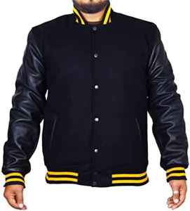 Chaqueta Varsity Personalizada de Alta Calidad para Hombre, con Mangas de Cuero, Estilo Béisbol, Chaqueta Letterman - Product Image 4
