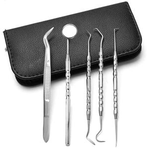 Professional Dental Care Kit Manual Teeth <b>Cleaning</b> Tools Oral Hygiene Including Mirror Tartar <b>Scraper</b> Dental Probe Tweezer - Product Image 1
