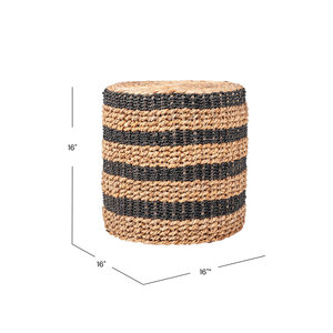 Handmade Natural Woven Seagrass End Table Accented <b>Stool</b> or <b>Ottoman</b> Piece - Product Image 5