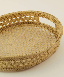 Exquisite Oval Rattan Serving Tray Wicker Tray Decorative Serving Tray <b>Rustic</b> <b>Table</b> Accent Perfect For <b>Coffee</b> <b>Table</b> Home Decor - Product Image 4
