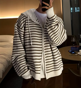 Men's Custom Solid Knitted Turtleneck Full Sleeve Zipper Closure Winter Wear Polyester/Cotton Front - Product Image 3