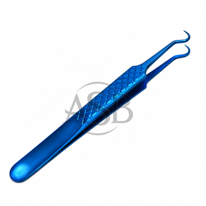 Pinza para Extensión de Pestañas Tipo Gancho C, Acero Inoxidable Azul Plasma, Herramienta Aplicadora de Pestañas con Mango Texturizado Personalizado - Product Image 5
