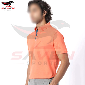 เสื้อโปโลผู้ชายสีส้ม แขนเสื้อแบบปิเก้ ระบายอากาศได้ดี สวมใส่สบาย ทรงปกติ ความยาวปกติ สีพื้น ผ้าถัก - Product Image 4