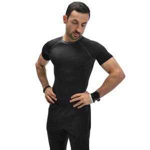 <b>Black</b> Men Short Sleeve Performance T <b>Shirt</b> Athletic Crew Neck Slim Fit Compression Training Workout Sports Gym <b>Tee</b> <b>Shirt</b> Top - Product Image 1