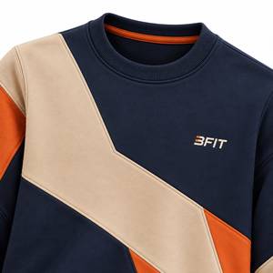 <b>Mens</b> Premium Fleece Eco-Friendly Quick Dry Diagonal Color Block Crewneck Sweatshirt Custom Casual Athletic <b>Pullover</b> - Product Image 2