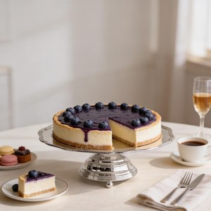 Wedding <b>Cake</b> <b>Stand</b> Brass Display Cheesecake Holder Silver - Product Image 1